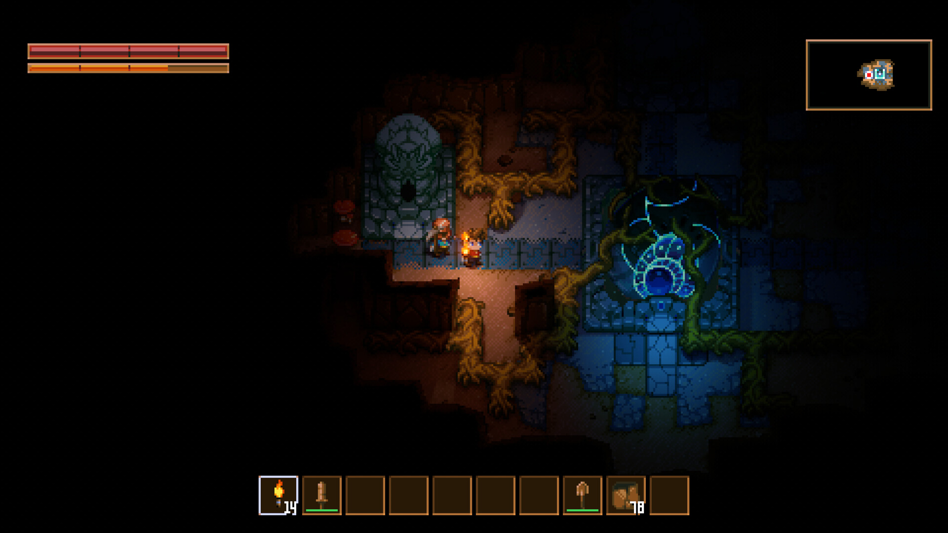 Official Core Keeper Core chamber scene; illustrative game screenshot