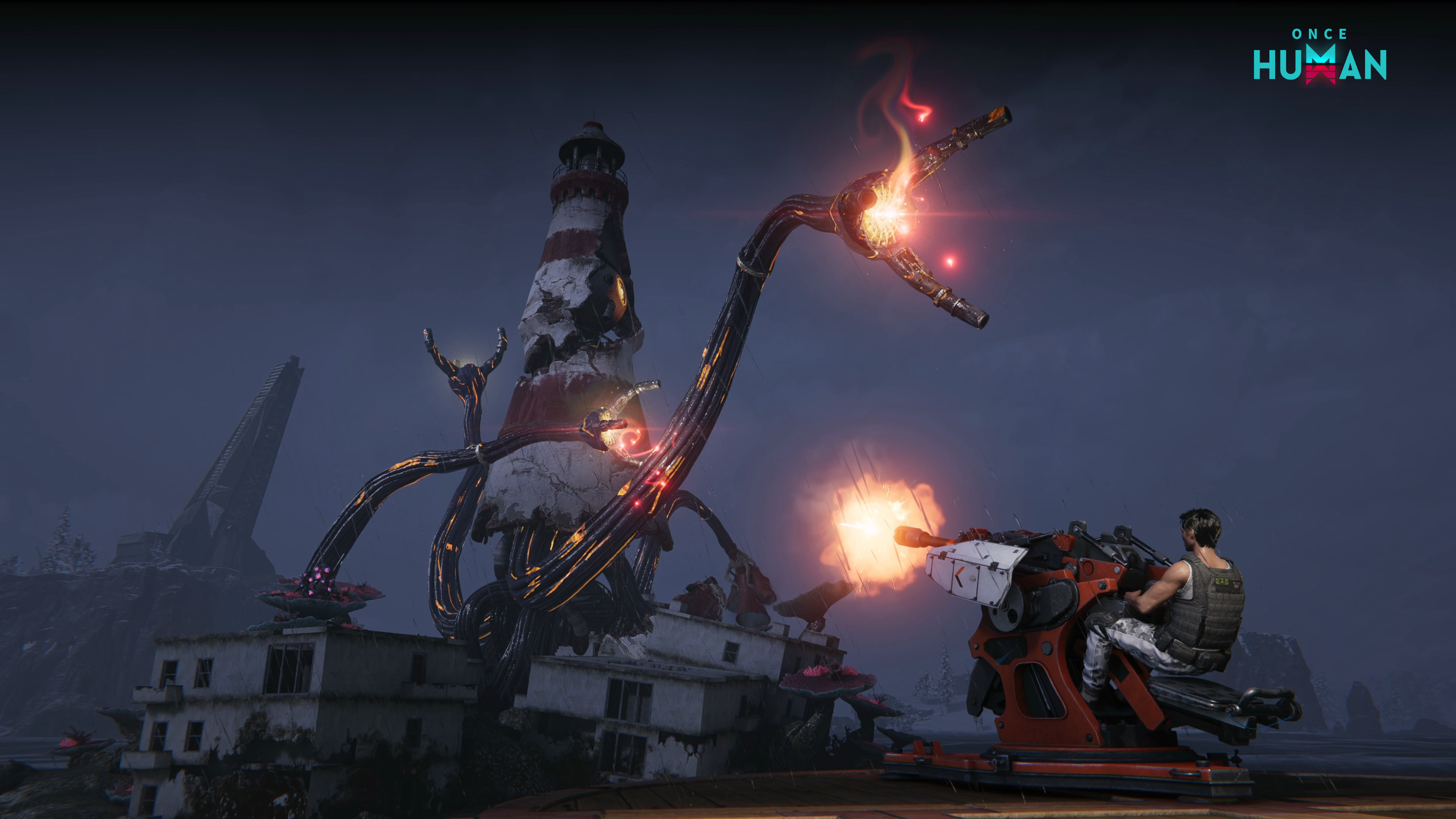 Official ship combat beside a Calamity Tower